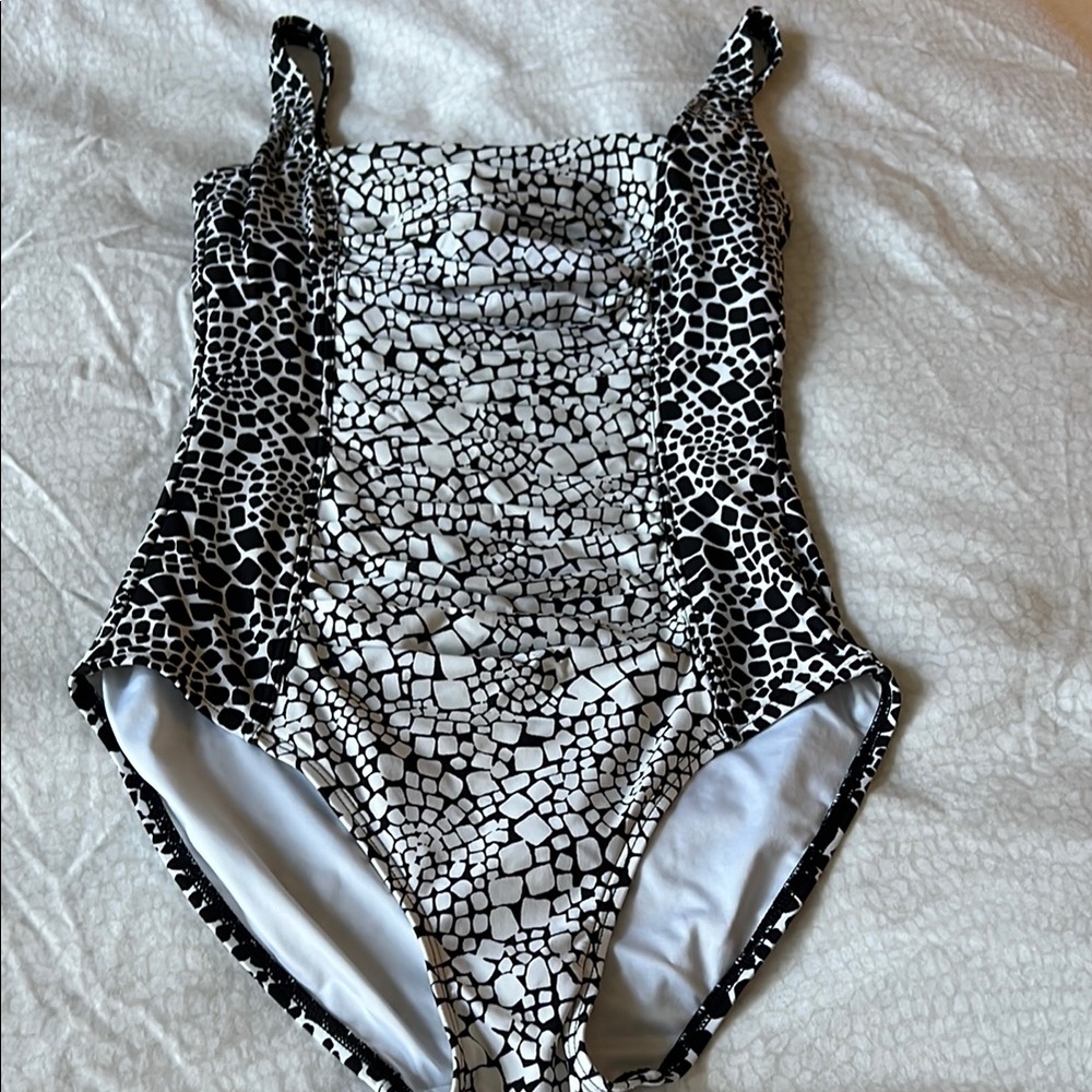 Calvin Klein Black and White One Piece Swimsuit
